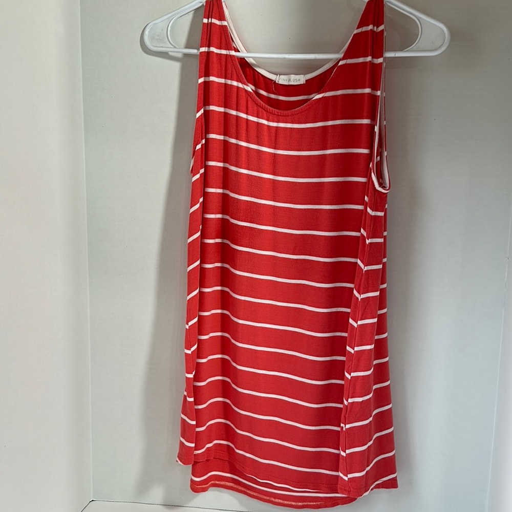 Pink blush striped sleeveless top size medium